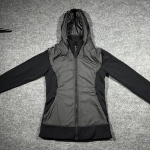 Lululemon Jacket Womens 4 Black Gray Full Zip Packable Hoodie Workout Gym 106259 - Picture 1 of 6