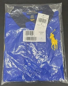 Polo Ralph Lauren Kinder Polo Big Horse Logo blau Hemd marine Kragen Gr. 4/4T - Bild 1 von 4