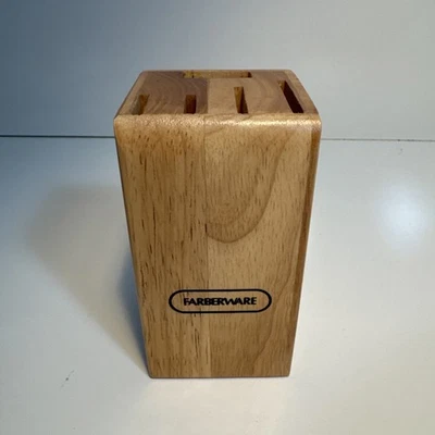 Farberware Knife Block 5 Slot Small Natural Wood Holder for Knives Scissors  Foto 1 de 4
