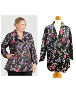 TS Taking Shape Size 18 XXL Black Floral Jacquard Golden Nights Evening Jacket - Picture 1 of 17
