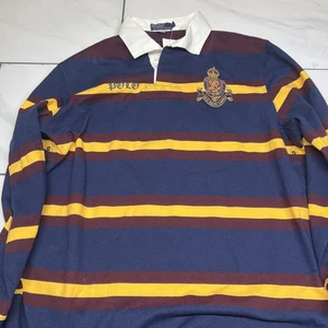 Polo Ralph Lauren Para Hombre Azul Marino/Rojo Oscuro/Amarillo Rayas Rugby Polo 8 De Colección - Imagen 1 de 15