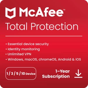 McAfee Total Protection Antivirus VPN 2024 1, 3, 5, 10PC 1 Year EMAIL Delivery - Picture 1 of 12