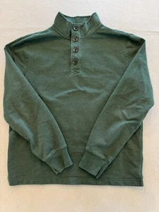 J.Crew Sweater Mens Medium Forest Green Button Stand Collar Pullover - Picture 1 of 5
