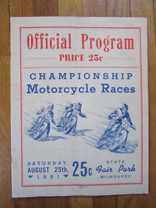 1951 Wisconsin State Fair Park Motorcycle Race Program Harley Davidson Champion - Picture 1 of 10