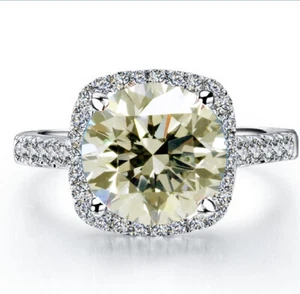 3.08 Ct Vvs1 White Round Moissanite Diamond Engagement Ring 925 Silver Size 7 - Picture 1 of 1
