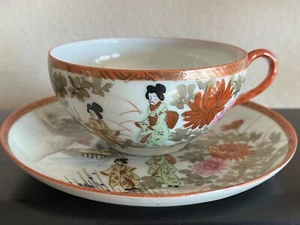Beautiful Antique Japanese Kutani Eggshell Porcelain Tea cup & Saucer set - Picture 1 of 11
