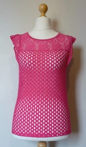 Next Womens Lace Frill Cap Sleeve Keyhole Top Size 6 Uk BNWT RRP £25.99 Pink - Picture 1 of 2