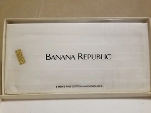RARE Vintage Banana Republic Men's Fine Cotton Handkerchiefs (6) White - Picture 1 of 4