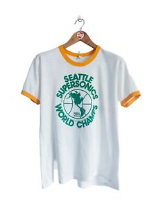 Rare Vintage Seattle Supersonics 1979 Champions ringer t-shirt Nba Basketball L
