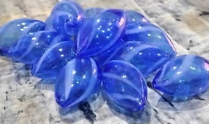 Transparent Handmade Blown Glass Globe Beads, Rice, 25-27x12-13mm, Blue, 5 pce - Bild 1 von 3