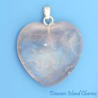Large Amethyst Puffed Heart Pendant With 925 Solid Sterling Silver Bail