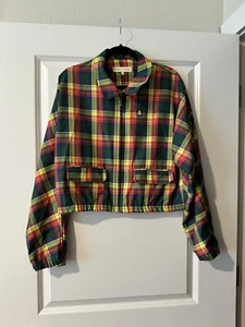 Teddy Fresh Women's Plaid Cropped Jacket Full Zip Rainbow Multicolor EUC Size XL - Picture 1 of 5