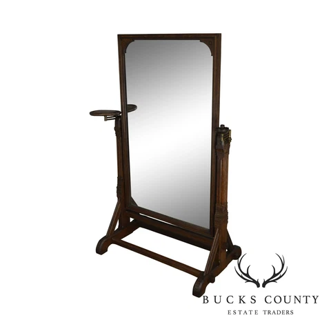 Aesthetic Movement American Antique Oak Cheval Mirror: Daniel Pabst Attributed Cover