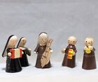 5 Vtg Painted Wood Nun & Monk Band Christmas Musical Erzgebirge Style Italy RARE