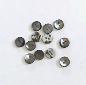 12 Buttons Gray Iridescent Natural Real Shell 2-Hole Sew Sewing 10 mm #SH27 - Picture 1 of 5