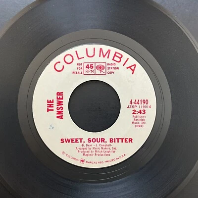 The Answer, Sweet, Sour, Bitter / Girl From Breadsticks, Promo 7" 45rpm Vinyl NM - Image 1 of 2