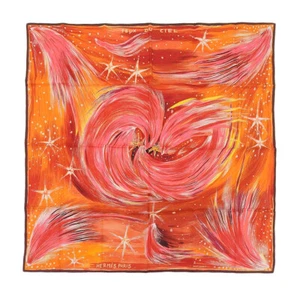 Hermes Carre90 Feux Du Ciel Heavenly Fire Scarf 100 Silk Red Orange Pink Multico - Picture 1 of 8