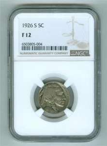 U.S. 1926-S BUFFALO NICKEL NGC F-12 - Picture 1 of 2