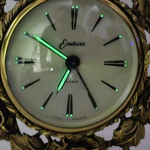 Vintage französischer Endura Windup Wecker Leuchten Hände Arbeitsalarm - Bild 1 von 15
