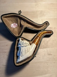 Genuine Block Meerschaum Levent Bent Billiard Carved Victorian Lady W/ Case - Picture 1 of 18