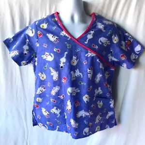 Dickies Size Medium Veterinarian Cat Animal Medical Cotton Nursing Scrub Top - Picture 1 of 11
