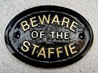 STAFFIE STAFFORDSHIRE SIGN PLAQUE DOG (Gold or Silver Lettering)