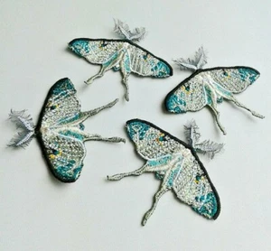 Butterflies 4 pcs set Luna Moth Wing Embroidered Patches - Picture 1 of 4