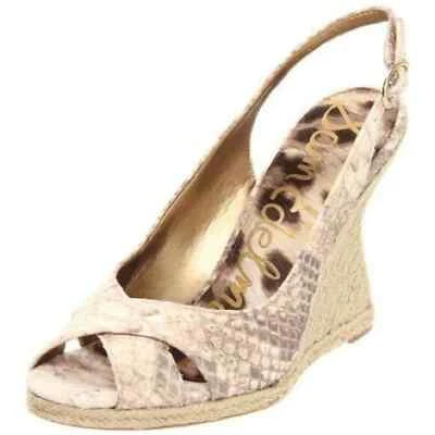 Sandalia Sam Edelman Mujer 6.5M Arianna Slingback Crema Piel de Serpiente Alpargata Cuña Foto 1 de 4