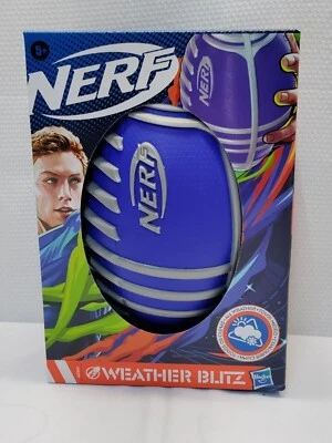 NEW Nerf Weather Blitz Silver and Blue Foam Easy Grip All-Weather-Play Football - Image 1 of 3