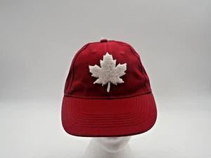 Canada Cap Hat Red with Raised White Leaf Logo Front Canadiana 100% Cotton - Picture 1 of 8