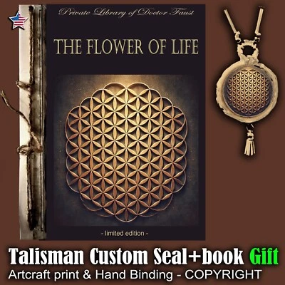 Antique Book Grimoire White Magic Esoteric Flower of Life Sacred Geometry Ritual - Image 1 of 4