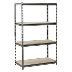 36"W x 18"D x 60"H 4-Shelf Steel Stand, 500 lb Capacity per Shelf, Silver - Picture 1 of 3