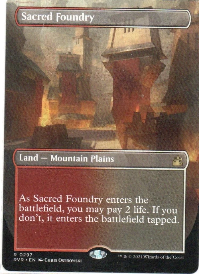 MTG: Ravnica Remastered: Borderless Sacred Foundry: Estado levemente tocado - Imagem 1 de 1