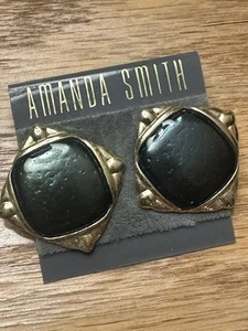 Aretes vintage de piedra negra tono dorado de Amanda Smith - Imagen 1 de 5