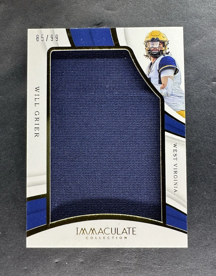2019 Panini Immaculate Collegiate Jumbos West Virginia WVU Will Grier /99 - Image 1 of 2