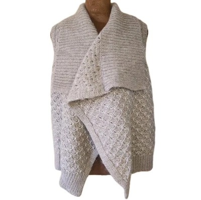 ANN TAYLOR LOFT Knit Cardigan Vest Open Front Sleeveless Collared Wool Blend XS - Image 1 of 4