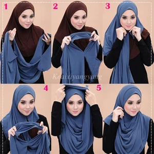 SLIP ON Ready to Wear Cotton Jersey Pullover Scarf Hijab Stretchy Cotton Shawl - Picture 1 of 9