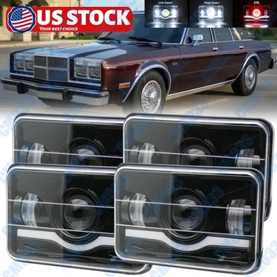 Faros rectangulares LED de haz alto/bajo H4 4 piezas más nuevos para Dodge Diplomat 1977-1989 Foto 1 de 4