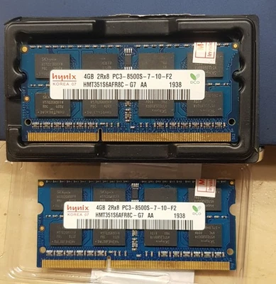 2x 4GB Hynix RAM modules 2Rx8 PC3-8500S-7-10-F2 - Image 1 of 2