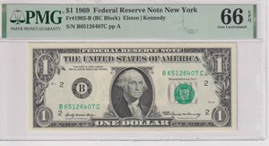 Fr 1903-B 1969 $1 FRN B65126407C PMG 66EPQ NEW YORK GREEN SEAL - Picture 1 of 2