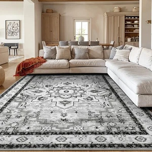 Boho Area Rug 8X10 Washable Rugs for Bedroom Low Piles Indoor Rugs, Non Slip ... - Picture 1 of 7