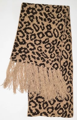 Unisex Leopard Pattern Fringed Scarf RN-14750 8"x62" OSFM - Imagem 1 de 4