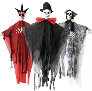 3 Pack Hanging Skelton Ghosts Halloween Decor Indoor/Outdoor 35” Tall X 23” Wide - Picture 1 of 9