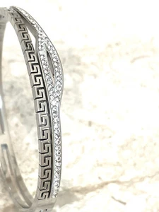 Vermail White Gold Ancient Egypt Bracelet Ancient Greek Key design Meander women - Picture 1 of 14