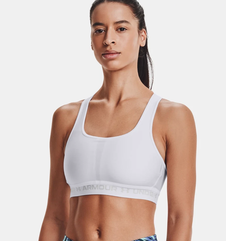 Under Armour Womens Crossback Mid Sports Bras White Size Medium