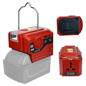 200W AC120V/230V Portable Power Inverter for Milwaukee 18V Battery w/280LM Light - Picture 1 of 14