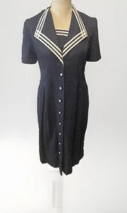 ** Miss Dorby Petite’s Women’s Size 8P Blue Polka Dot Button Up Dress - Picture 1 of 7