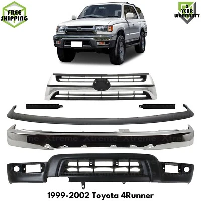 Front Bumper Chrome Steel & Grille Assembly Kit For 1999-2002 Toyota 4Runner Foto 1 de 4