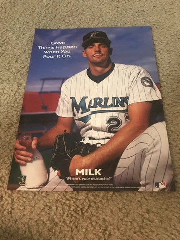 Vintage 1997 KEVIN BROWN GOT MILK? MUSTACHE Poster Print Ad MARLINS WORLD SERIES Cover