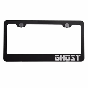 Tapa de tornillo de metal grabado con láser negro mate marco plateado GHOST - Imagen 1 de 8